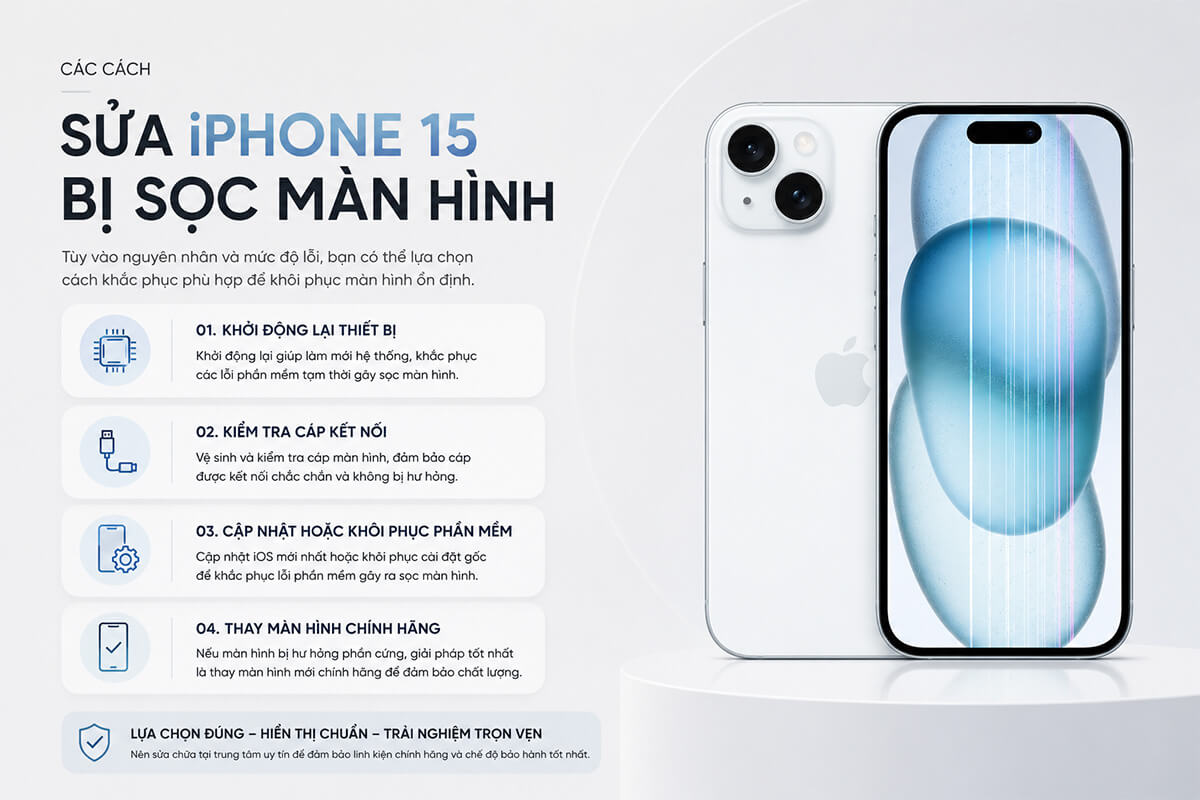 iPhone 15 bị sọc màn hình có sửa được không? Cách sửa iPhone 15 bị sọc màn hình