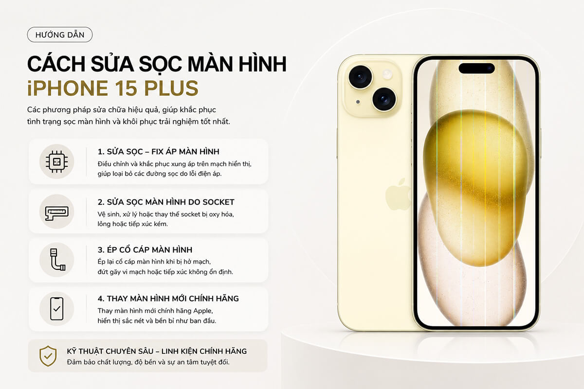 Giải pháp khắc phục triệt để lỗi sọc màn hình tại CareK sửa sọc màn hình iPhone 15 Plus