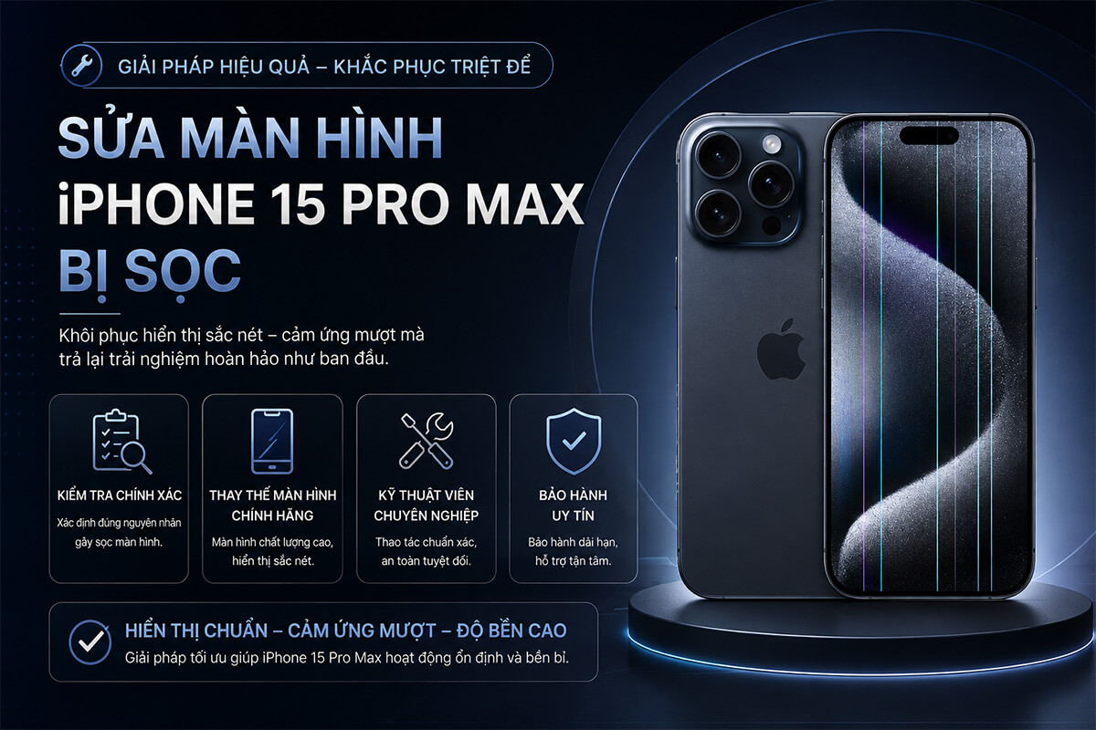 Giải pháp sửa màn hình iPhone 15 Pro Max bị sọc tại CareK cách khắc phục iPhone 15 Pro Max sọc màn hình