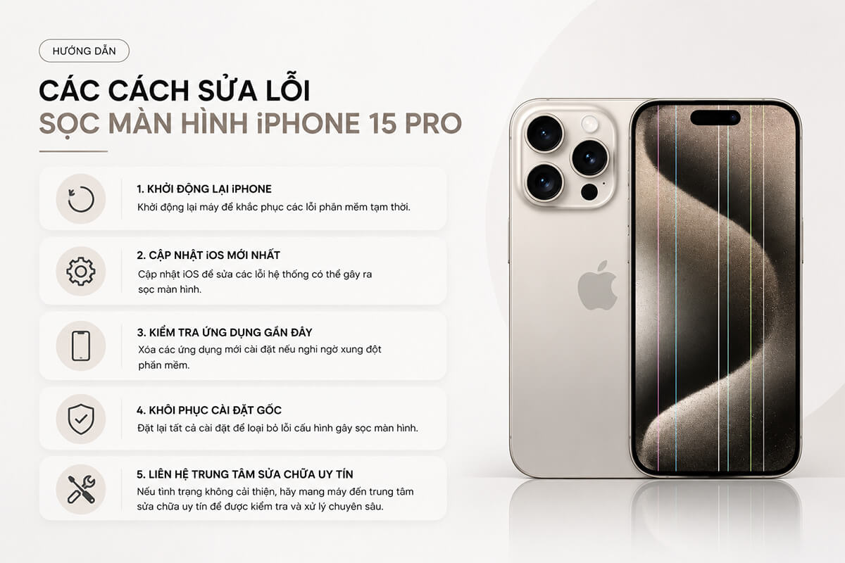 Giải pháp xử lý lỗi sọc màn hình iPhone 15 Pro phổ biến tại CareK Sửa màn hình iPhone 15 Pro bị sọc
