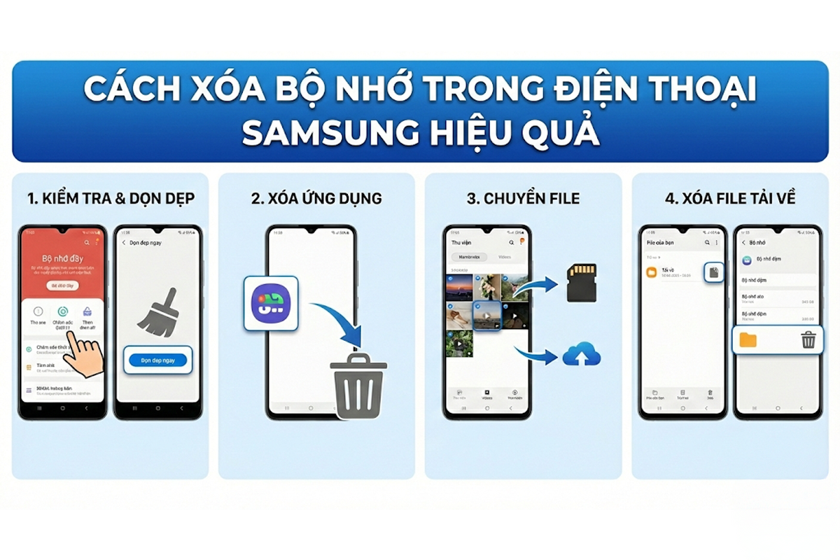 Cách xóa bộ nhớ trong điện thoại Samsung bị đầy hiệu quả nhanh nhất
