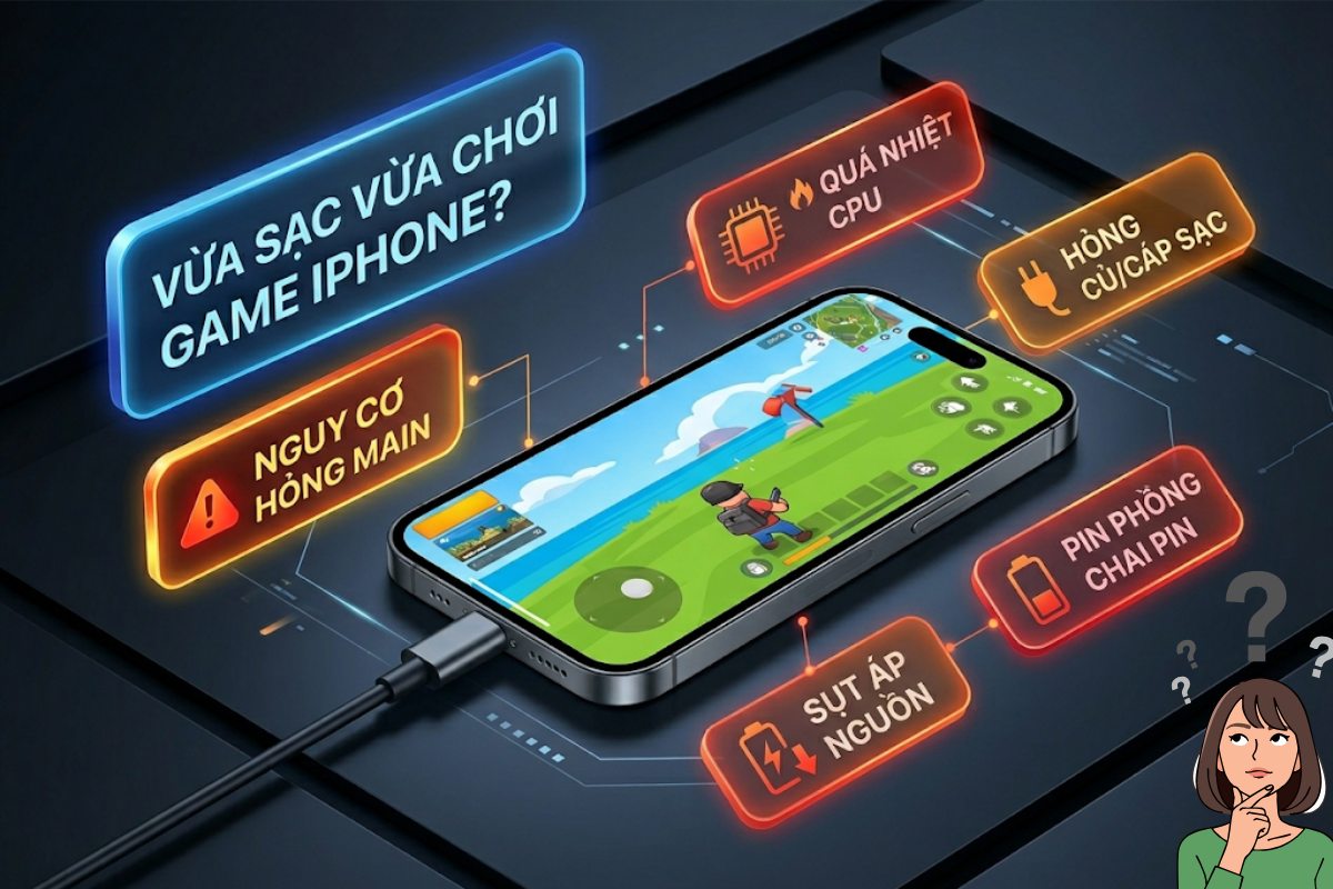 Vừa Sạc Vừa Chơi Game iPhone Có Sao Không? Nhẹ Thay Sạc Nặng Hỏng Main