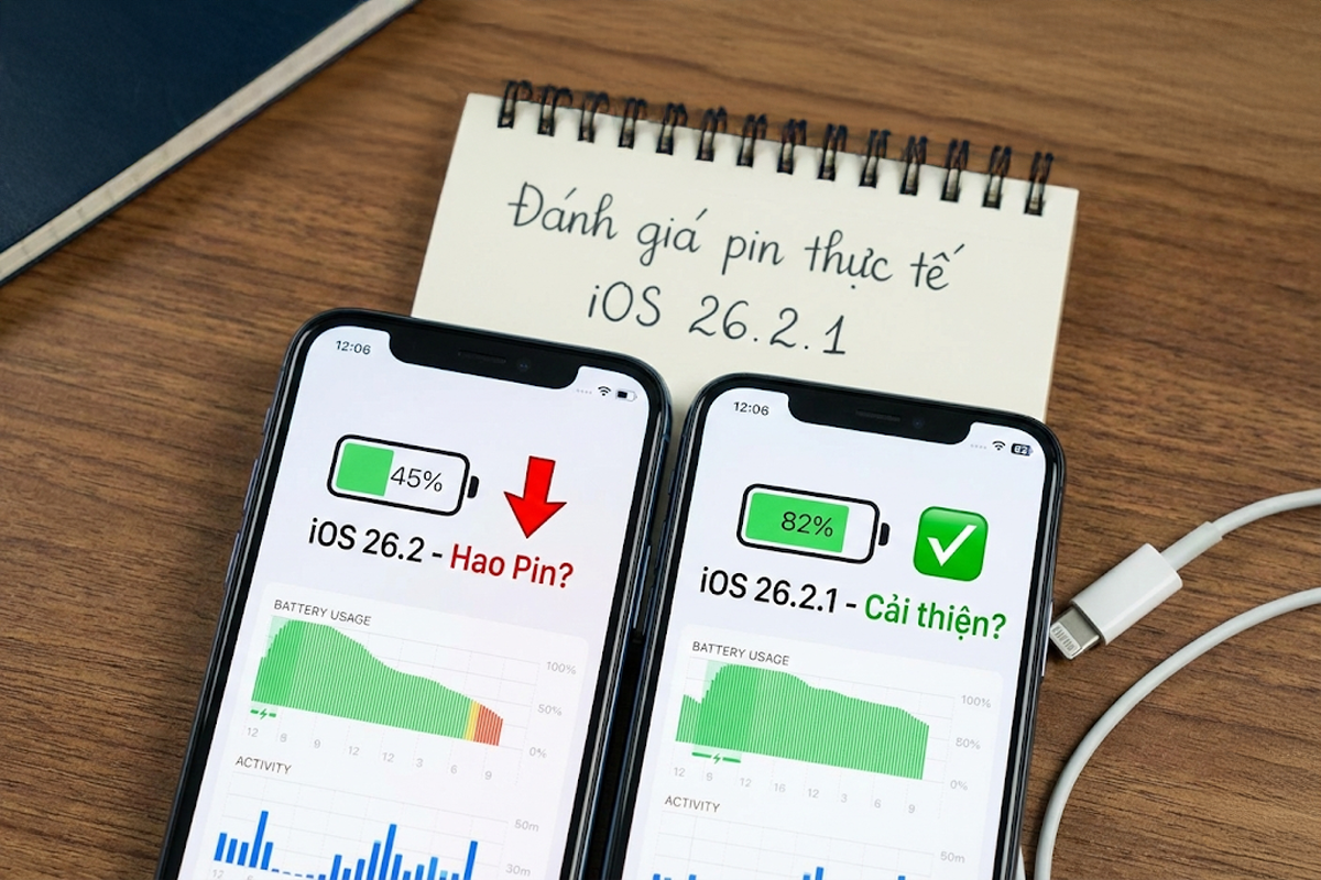 iOS 26.2.1 hao pin không? Đánh giá thời lượng pin thực tế trên iPhone