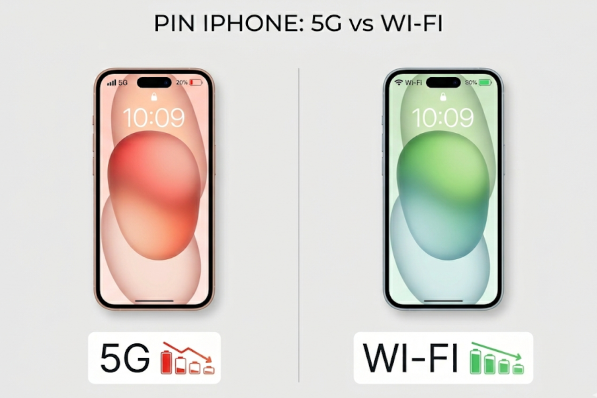 iPhone dùng 5G tốn pin hơn Wifi? Nguyên nhân & 7 mẹo tiết kiệm pin cực hay