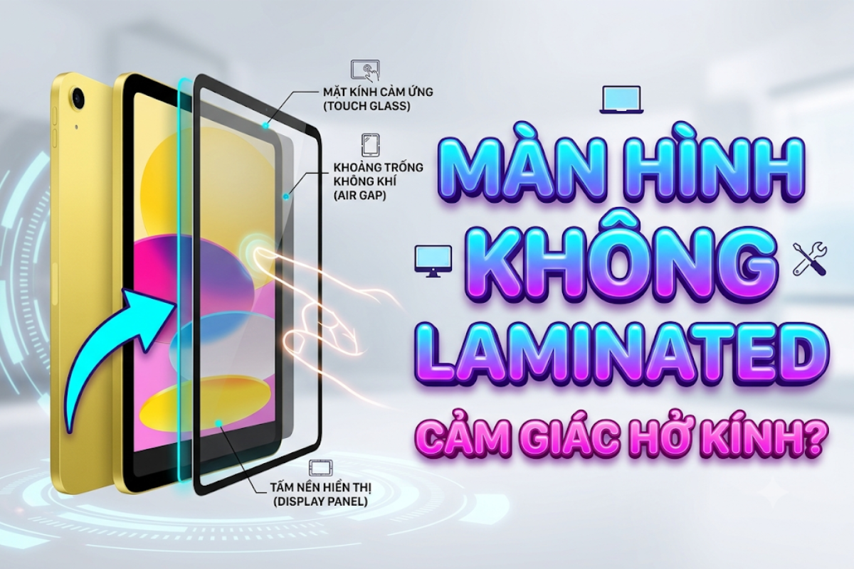 Tìm hiểu màn hình không laminated và cảm giác hở kính trên iPad