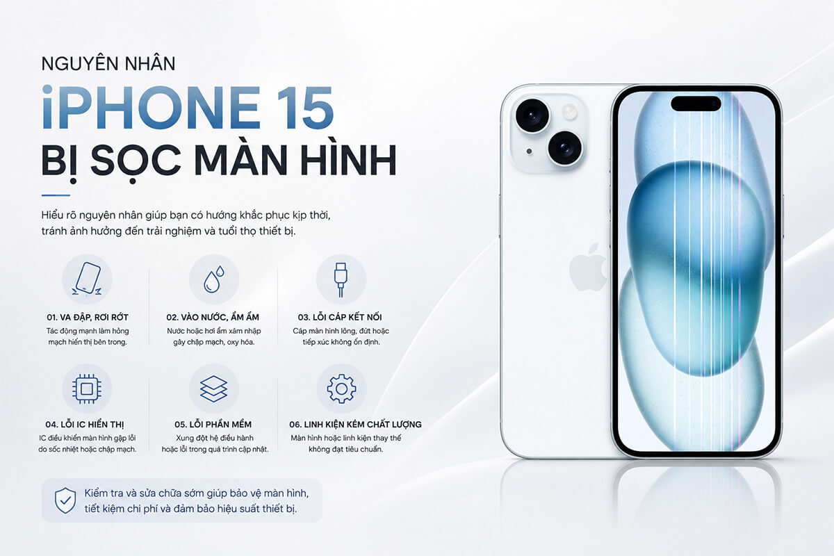 Nguyên nhân iPhone 15 bị sọc màn hình Nguyên nhân iPhone 15 bị sọc màn hình