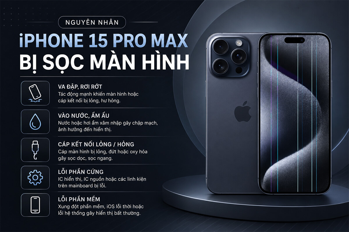 Nguyên nhân iPhone 15 Pro Max bị sọc màn hình Nguyên nhân iPhone 15 Pro Max bị sọc màn hình