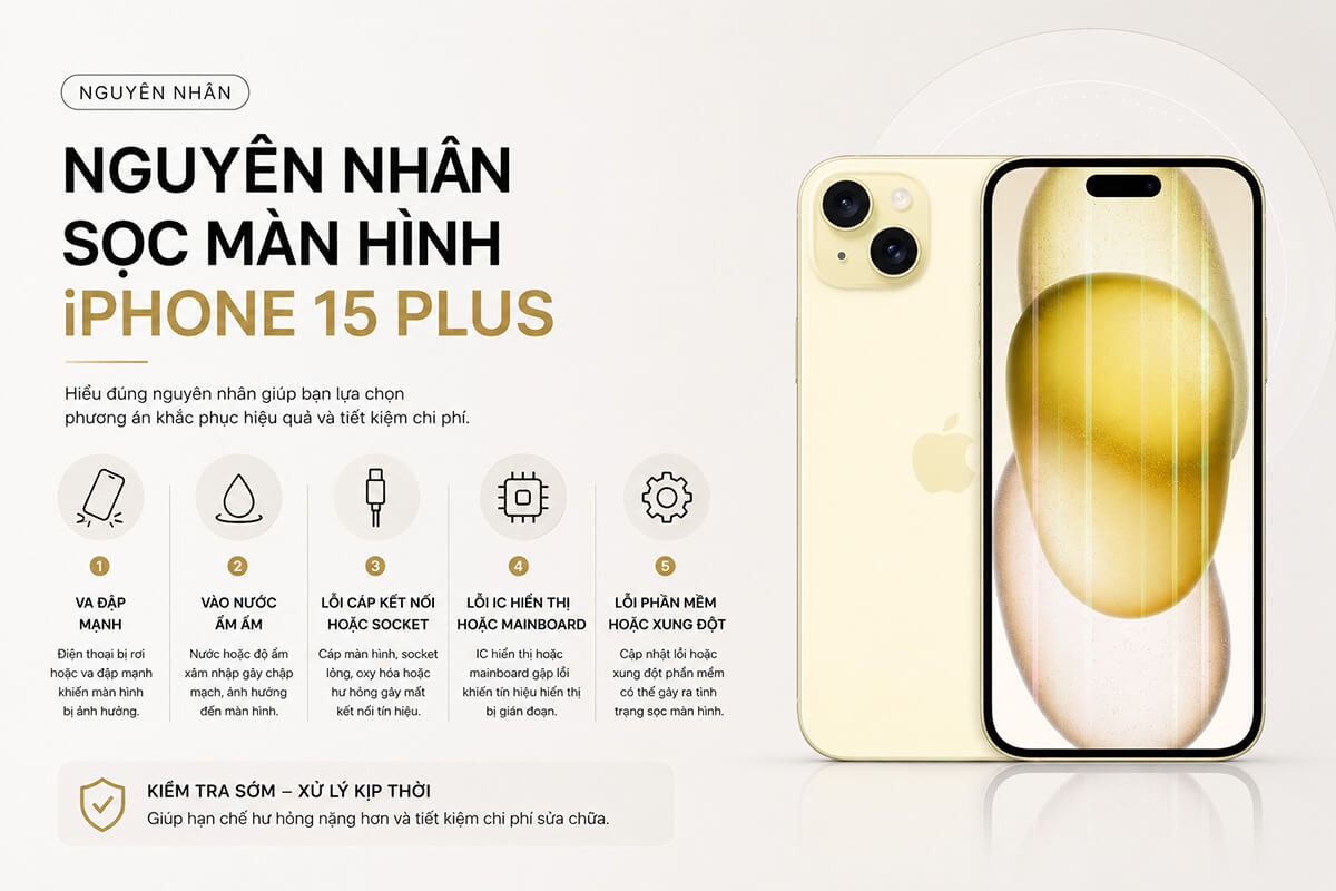 Nguyên nhân cốt lõi khiến iPhone 15 Plus bị sọc màn hình Nguyên nhân iPhone 15 Plus bị sọc màn hình