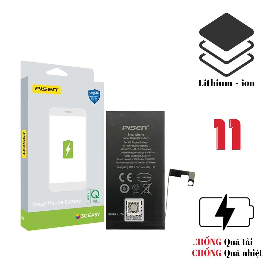 Pin iPhone 11 dung lượng chuẩn - Chính hãng Pisen