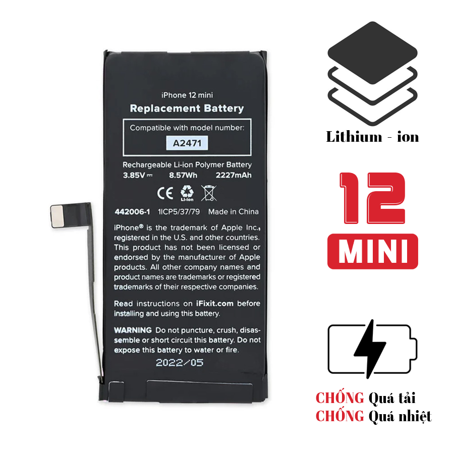 Pin iPhone 12 Mini dung lượng cao - Chính hãng