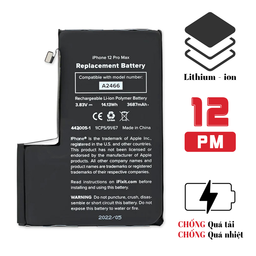 Pin iPhone 12 Pro Max dung lượng cao - Chính hãng
