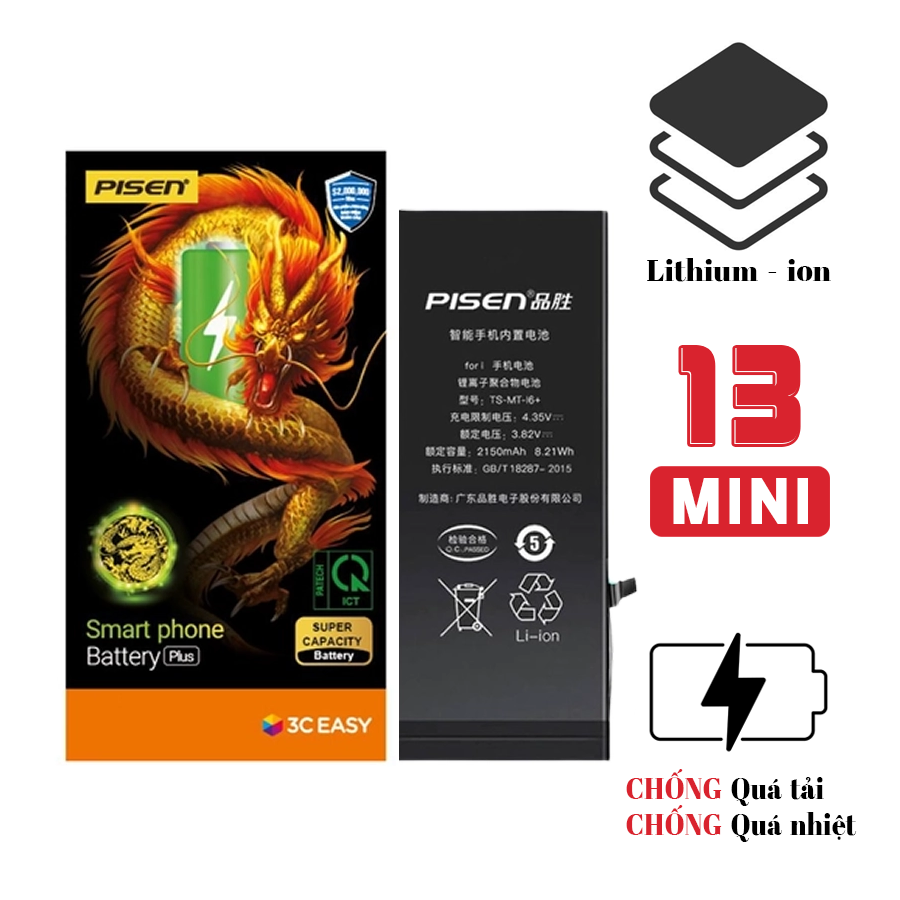Pin iPhone 13 Mini dung lượng cao - Chính hãng Pisen