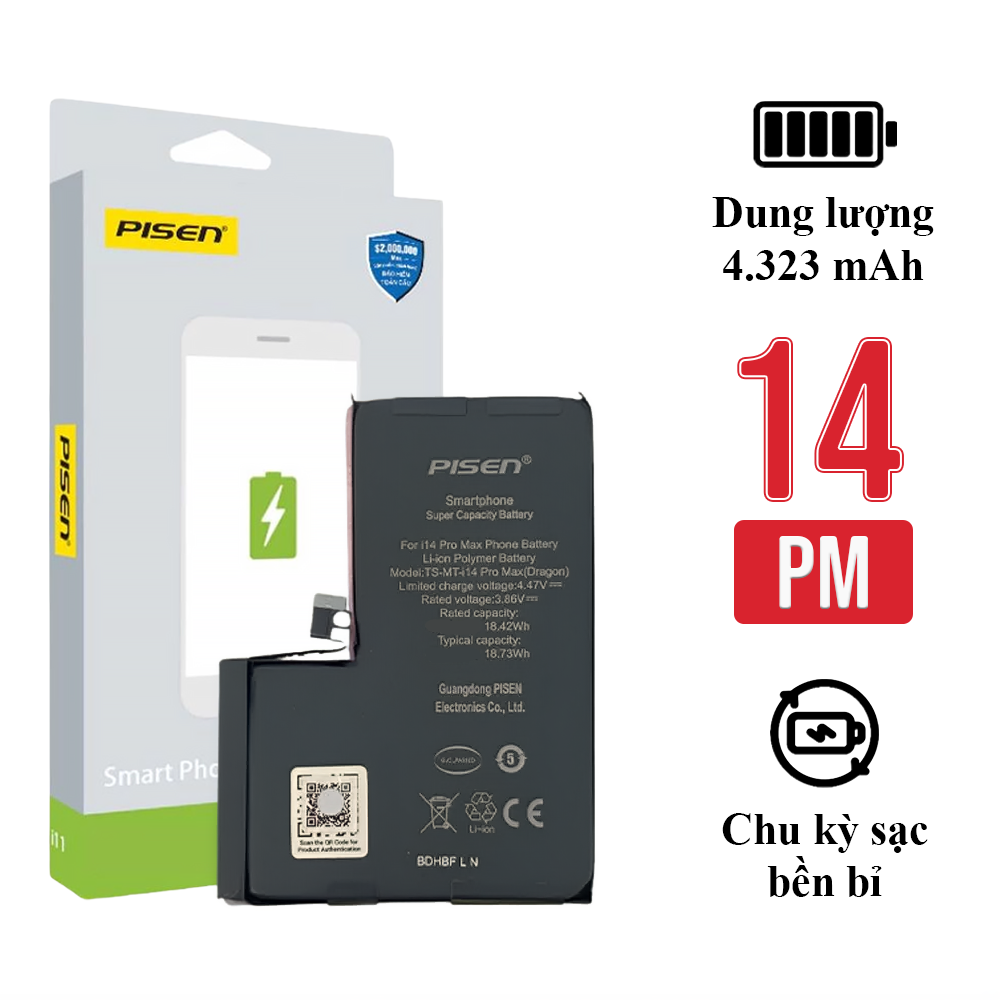 Pin iPhone 14 Pro Max chính hãng Pisen