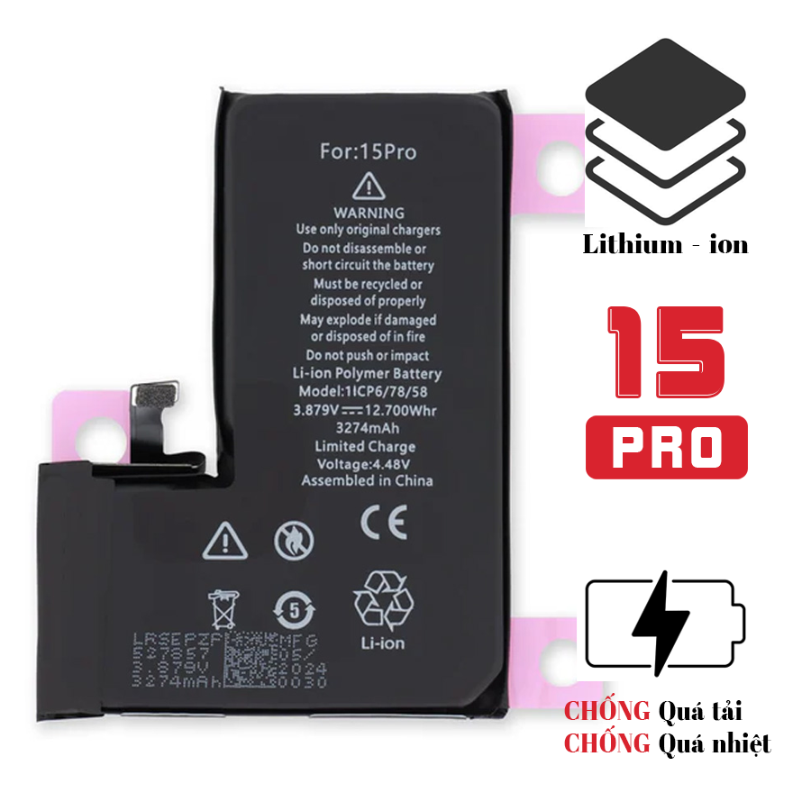 Pin iPhone 15 Pro dung lượng cao - Chính hãng