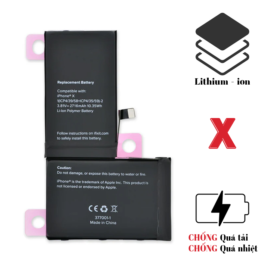Pin iPhone X dung lượng chuẩn - Chính hãng