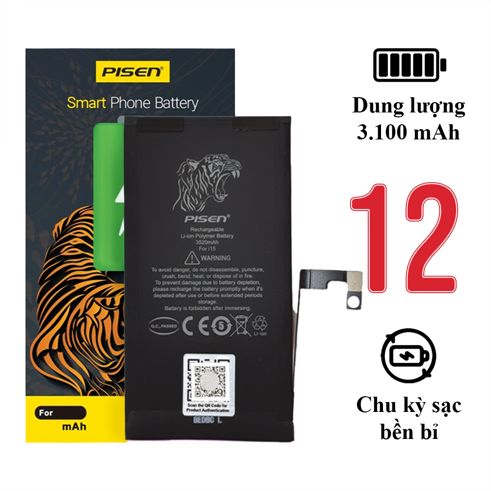 Pin iPhone 12 chính hãng Pisen
