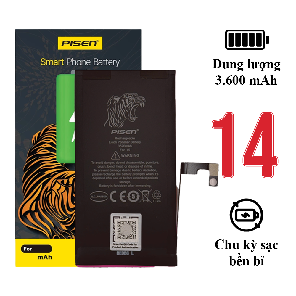 Pin iPhone 14 chính hãng Pisen