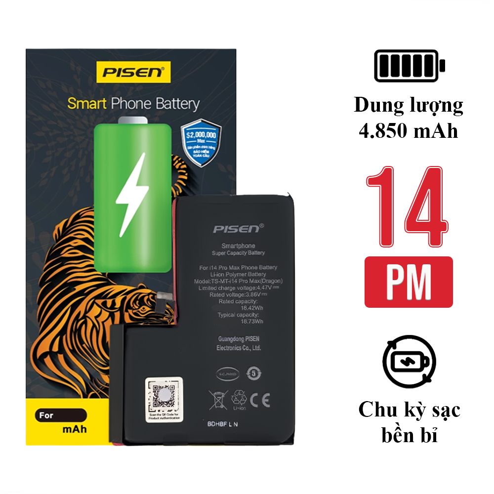 Pin iPhone 14 Pro Max chính hãng Pisen
