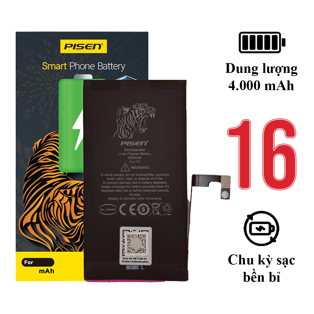 Pin iPhone 16 chính hãng Pisen