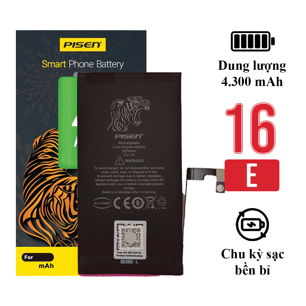 Pin iPhone 16e chính hãng Pisen