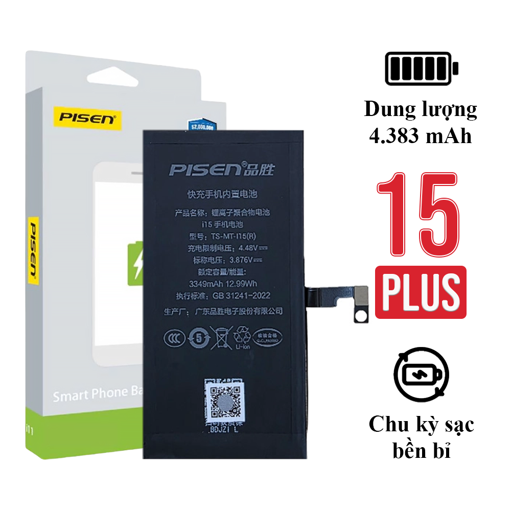 Pin iPhone 15 Plus chính hãng Pisen