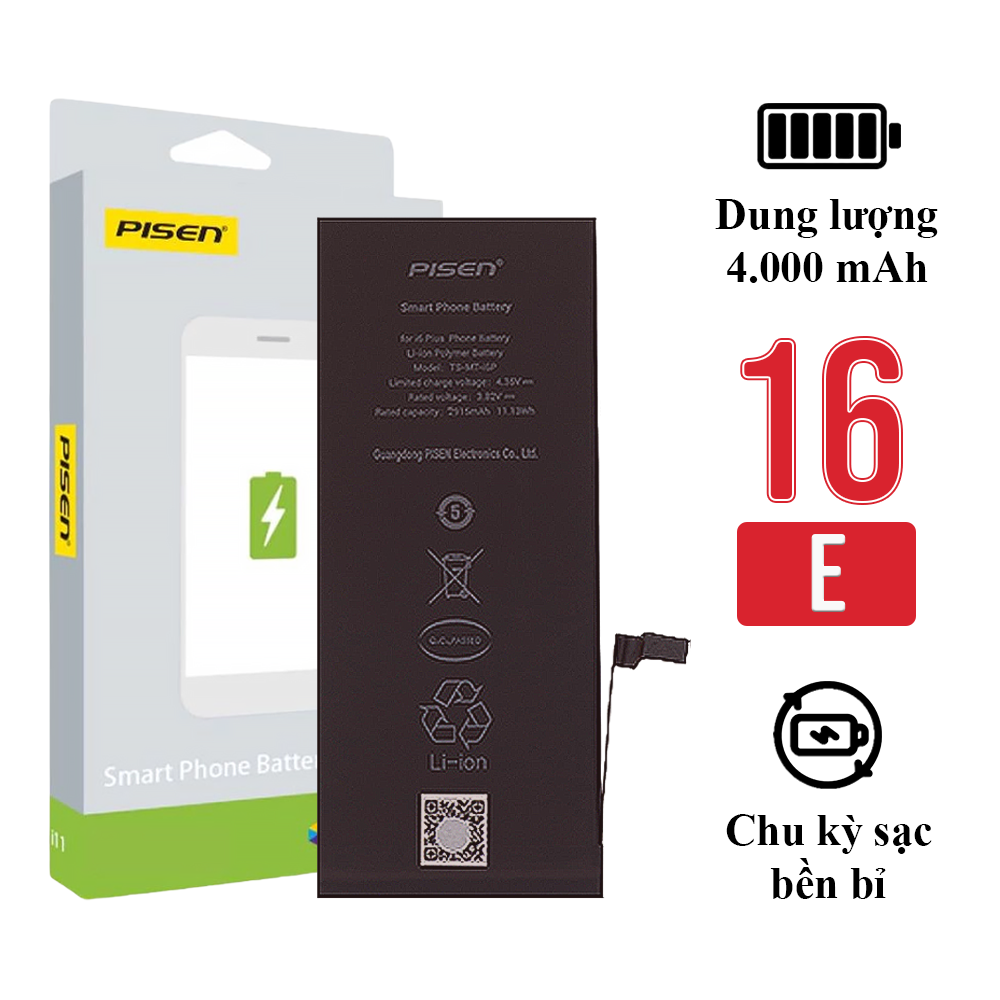 Pin iPhone 16e chính hãng Pisen