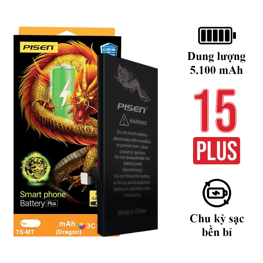 Pin iPhone 15 Plus chính hãng Pisen