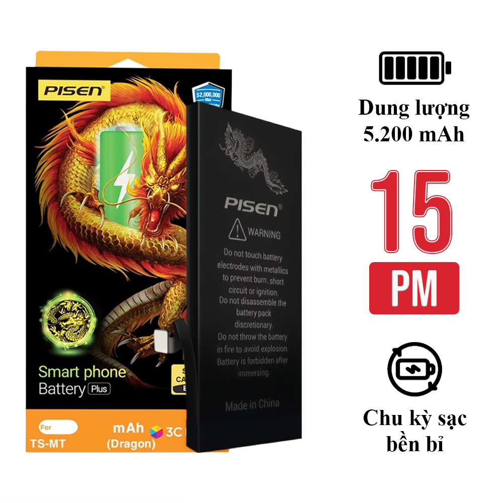 Pin iPhone 15 Pro Max chính hãng Pisen