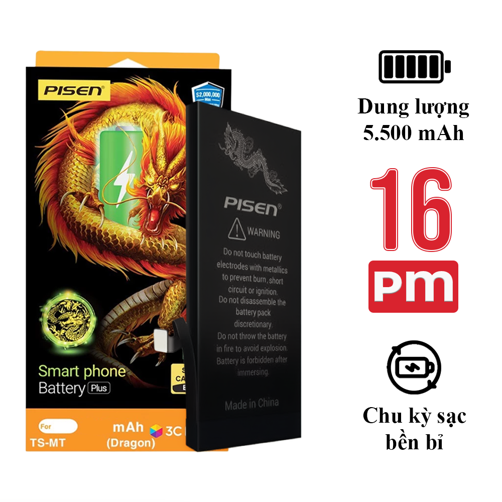 Pin iPhone 16 Pro Max chính hãng Pisen