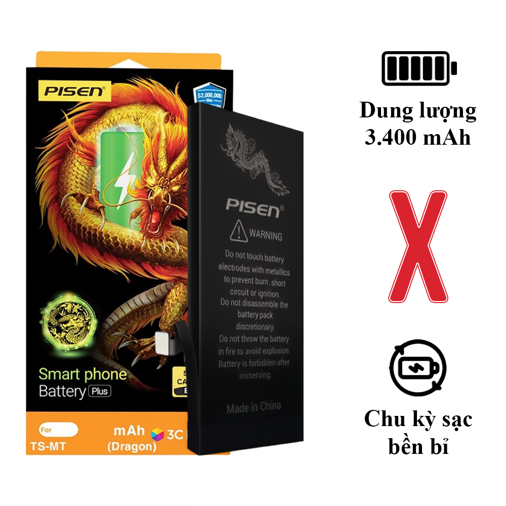 Pin iPhone X chính hãng Pisen