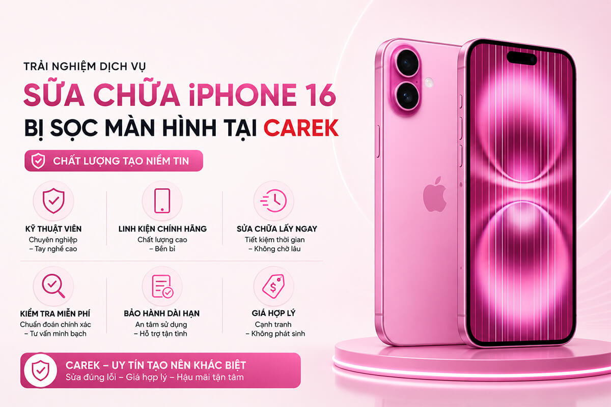 Địa chỉ sửa sọc màn hình iPhone 16 uy tín